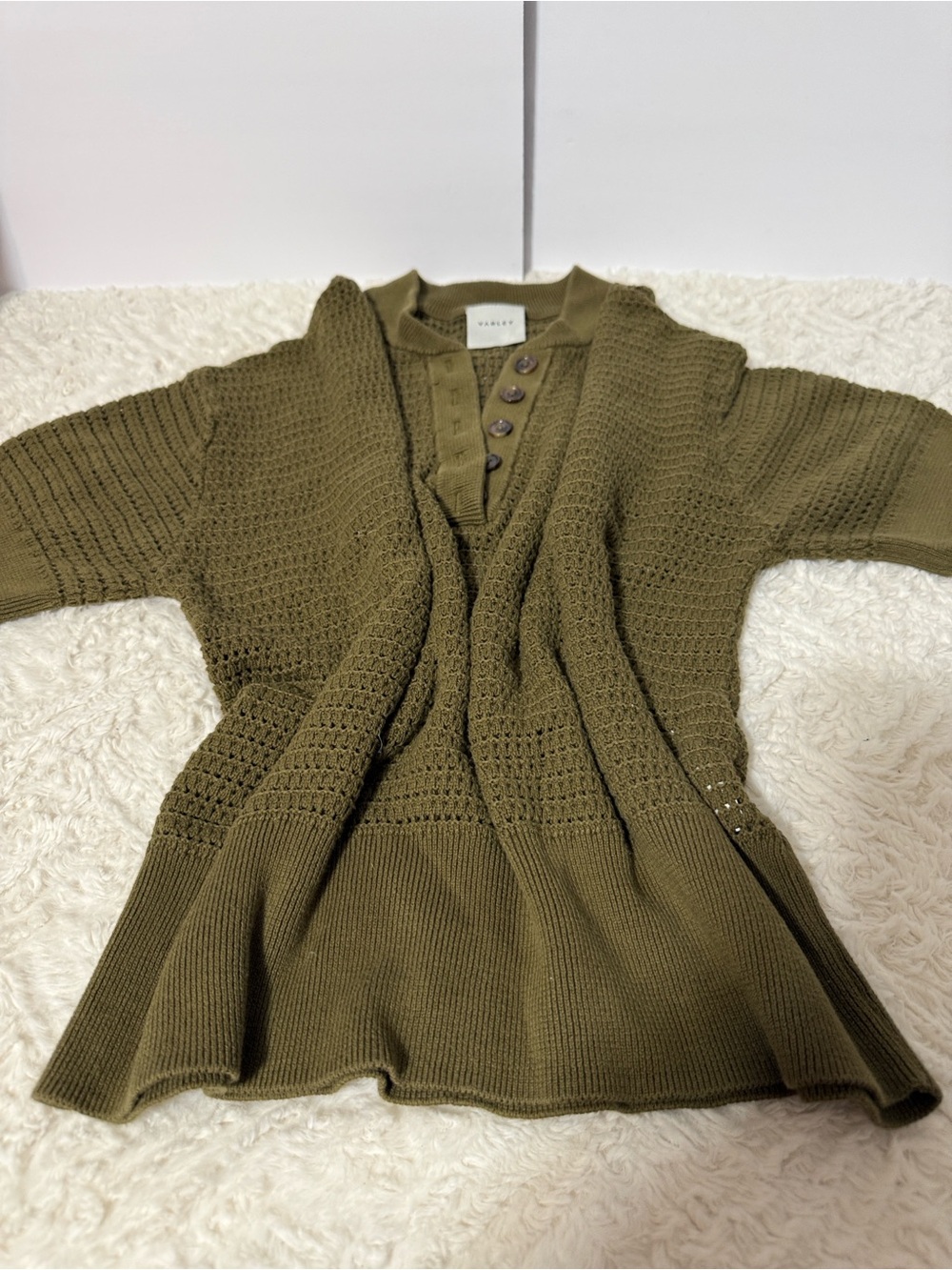 Varley Callie knit top size M olive green 100 cotton